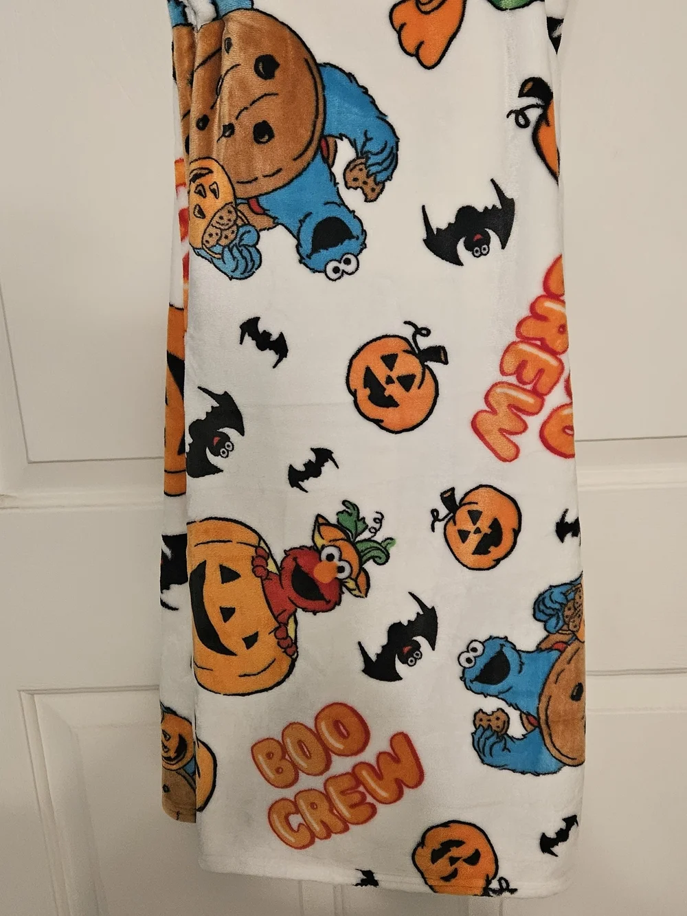 Sesame Street Halloween Fleece Blanket- White, Orange, Blue, Red, Black